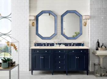 Brittany 72" Double Vanity, Victory Blue w/ 3 CM Eternal Marfil Quartz Top - Image 2