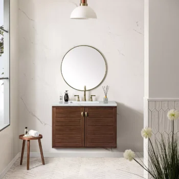 Amberly 36" Single Vanity, Mid-Century Walnut w/ 3 CM Ethereal Noctis Top - Image 4