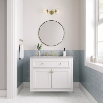 Chicago 36" Single Vanity, Glossy White w/ 3 CM Eternal Serena Top - Image 2