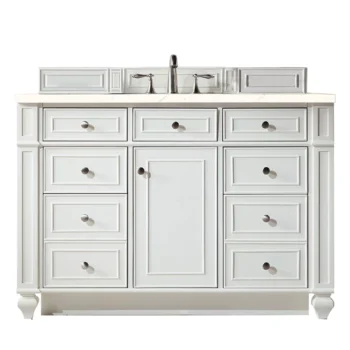 Bristol 48" Single Vanity, Bright White w/ 3 CM Eternal Marfil Quartz Top