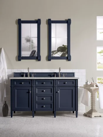Brittany 60" Double Vanity, Victory Blue w/ 3 CM Eternal Serena Quartz Top - Image 2