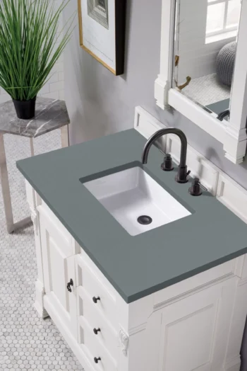 Brookfield 36" Single Vanity, Bright White w/ 3 CM Cala Blue Top - Image 3