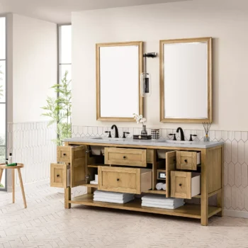 Breckenridge 72" Double Vanity, Light Natural Oak w/ 3 CM Eternal Serena Top - Image 7