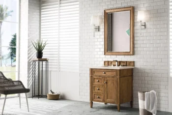 Brittany 30" Single Vanity, Saddle Brown, w/ 3 CM Eternal Marfil Quartz Top - Image 3