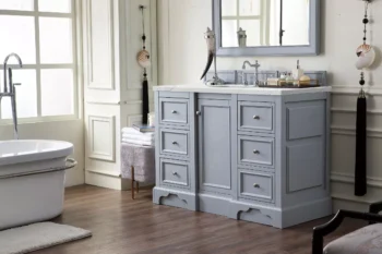 De Soto 48" Single Vanity, Silver Gray w/ 3 CM Ethereal Noctis Quartz Top - Image 3