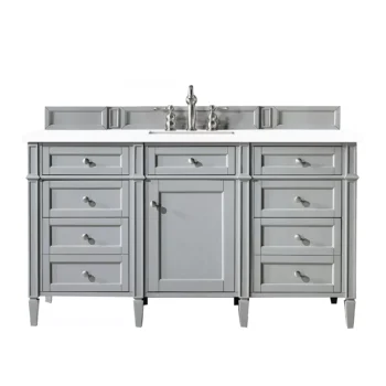 Brittany 60" Single Vanity, Urban Gray w/ 3 CM White Zeus Quartz Top