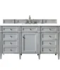 Brittany 60″ Single Vanity, Urban Gray w/ 3 CM White Zeus Quartz Top