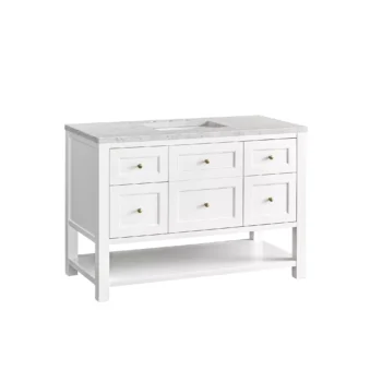 Breckenridge 48" Single Vanity, Bright White w/ 3 CM Eternal Jasmine Pearl Top - Image 3