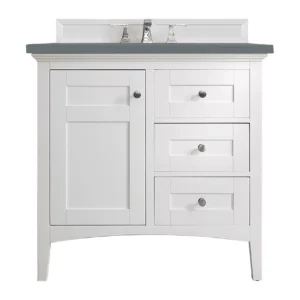 Palisades 36″ Single Vanity, Bright White w/ 3 CM Cala Blue Top