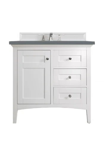 Palisades 36" Single Vanity, Bright White w/ 3 CM Cala Blue Top