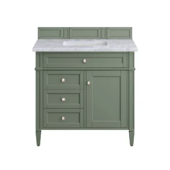 Brittany 36" Single Vanity, Smokey Celadon w/ 3 CM Carrara Marble Top - Image 2
