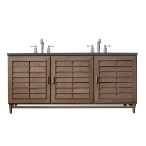Portland 72″ Double Vanity Whitewashed Walnut w/ 3 CM Charcoal Soapstone Quartz Top