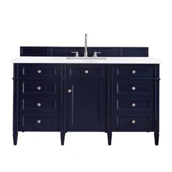 Brittany 60" Single Vanity, Victory Blue w/ 3 CM Arctic Fall Solid Surface Top