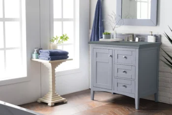 Palisades 36" Single Vanity, Silver Gray w/ 3 CM Cala Blue Top - Image 3