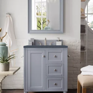 Copper Cove Encore 30″ Single Vanity, Silver Gray w/ 3 CM Charcoal Soapstone Quartz Top