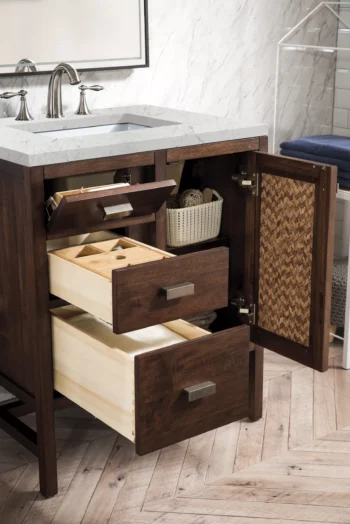 Addison 30" Single Vanity, Mid-Century Acacia w/ 3 CM Eternal Jasmine Pearl Quartz Top - Image 4