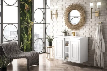 Alicante 39.5" Single Vanity, Glossy White w/ White Glossy Composite Stone Top - Image 3