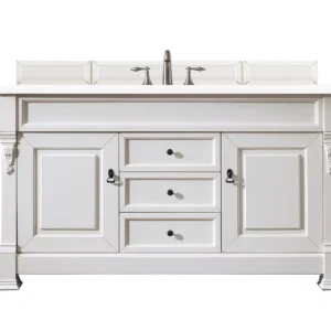 Brookfield 60″ Single Vanity, Bright White w/ 3 CM White Zeus Quartz Top