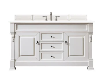 Brookfield 60" Single Vanity, Bright White w/ 3 CM White Zeus Quartz Top