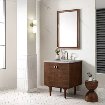 Amberly 30" Single Vanity, Mid-Century Walnut w/ 3 CM Eternal Serena Top - Image 5
