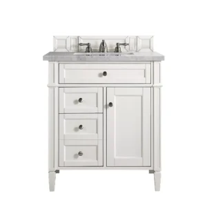 Brittany 30″ Single Vanity, Bright White, w/ 3 CM Eternal Serena Quartz Top