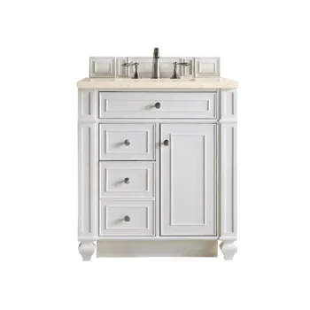 Bristol 30" Single Vanity, Bright White w/ 3 CM Eternal Marfil Quartz Top
