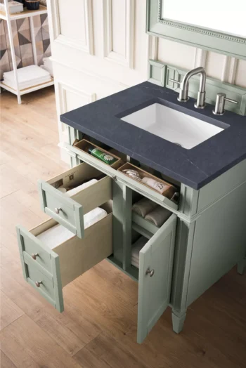Brittany 30" Single Vanity, Sage Green, w/ 3 CM Charcoal Soapstone Quartz Top - Image 4