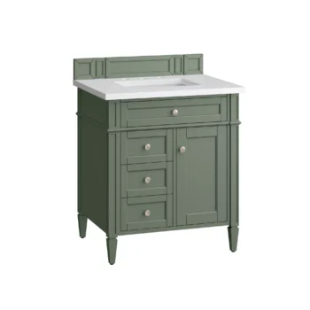 Brittany 30" Single Vanity, Smokey Celadon w/ 3 CM White Zeus Top - Image 6