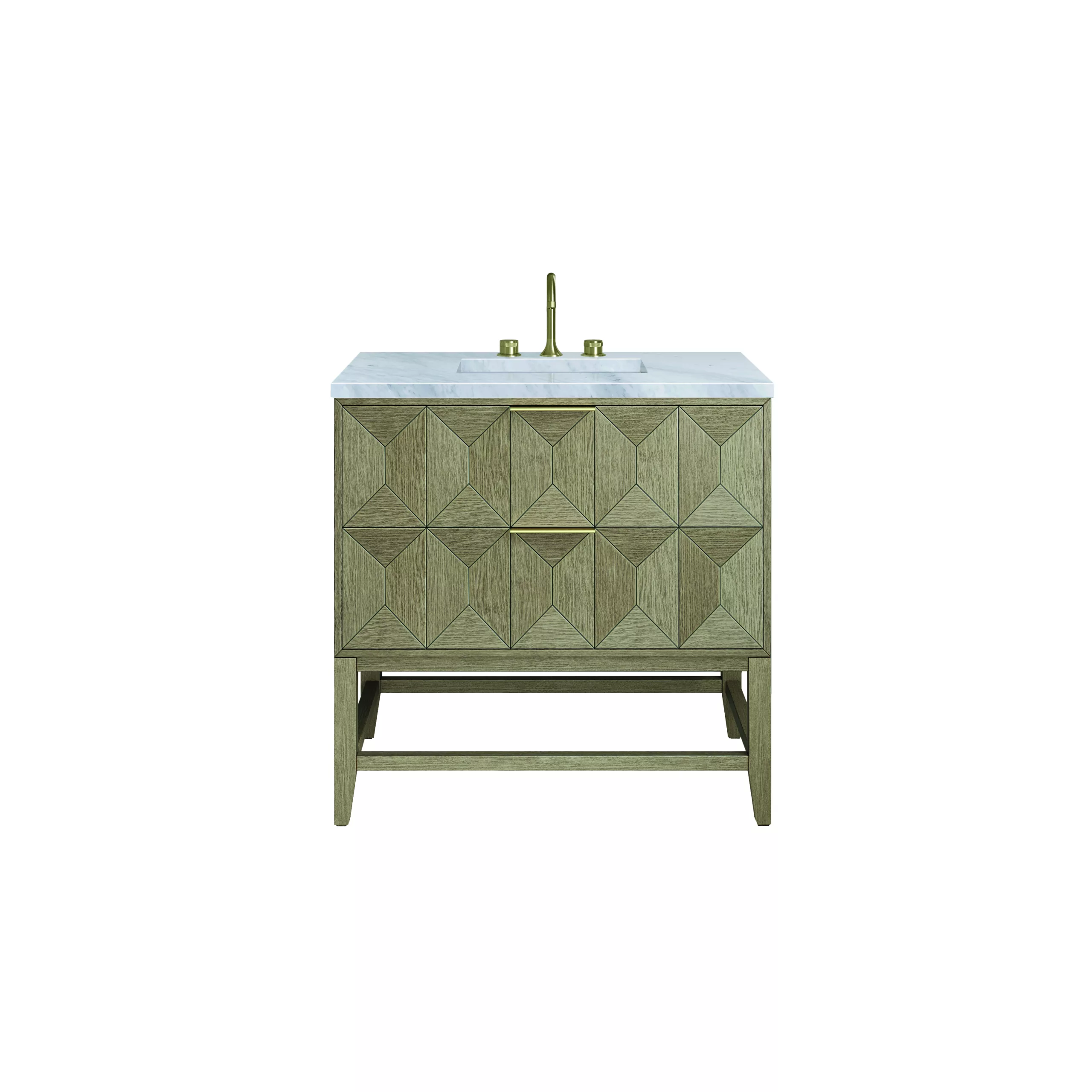 Emmeline 36" Single Vanity, Pebble Oak w/ 3 CM Carrara Marble Top - Image 2