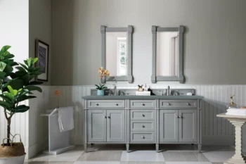 Brittany 72" Double Vanity, Urban Gray w/ 3 CM Cala Blue Top - Image 2