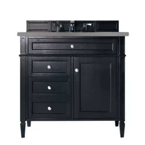 Brittany 36″ Single Vanity, Black Onyx w/ 3 CM Grey Expo Top