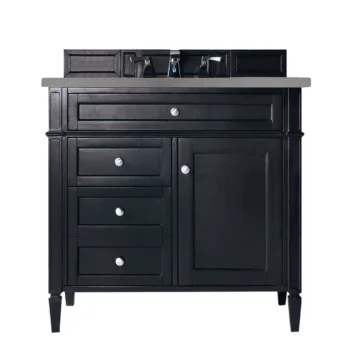 Brittany 36" Single Vanity, Black Onyx w/ 3 CM Grey Expo Top