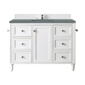 Copper Cove Encore 48″ Single Vanity, Bright White w/ 3 CM Cala Blue Quartz Top