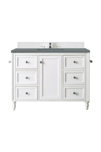 Copper Cove Encore 48" Single Vanity, Bright White w/ 3 CM Cala Blue Quartz Top