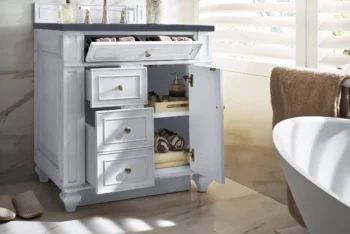 Bristol 30" Single Vanity, Bright White w/ 3 CM Charcoal Soapstone Quartz Top - Image 4