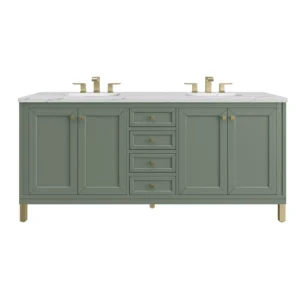 Chicago 72″ Double Vanity, Smokey Celadon w/ 3 CM Ethereal Noctis Top