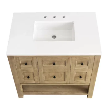 Breckenridge 36" Single Vanity, Light Natural Oak w/ 3 CM White Zeus Top - Image 5