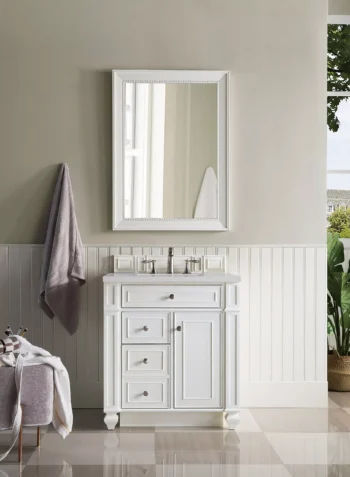 Bristol 30" Single Vanity, Bright White w/ 3 CM Eternal Serena Quartz Top - Image 2