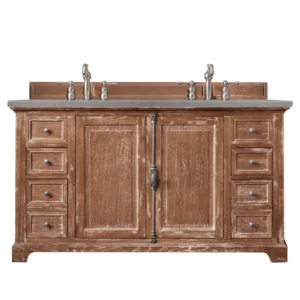 Providence 60″ Double Vanity, Driftwood w/ 3 CM Grey Expo Quartz Top