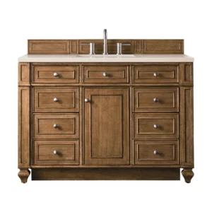 Bristol 48″ Single Vanity, Saddle Brown w/ 3 CM Eternal Marfil Quartz Top