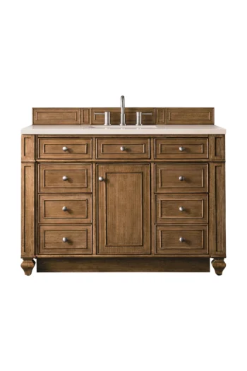 Bristol 48" Single Vanity, Saddle Brown w/ 3 CM Eternal Marfil Quartz Top
