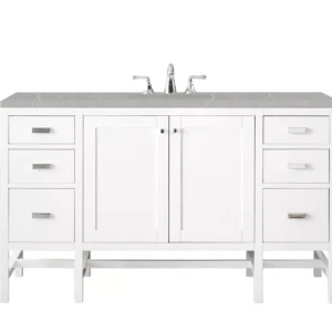 Addison 60″ Single Vanity, Glossy White w/ 3 CM Eternal Serena Top