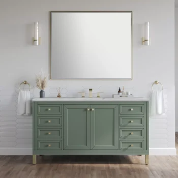 Chicago 60" Single Vanity, Smokey Celadon w/ 3 CM Ethereal Noctis Top - Image 6