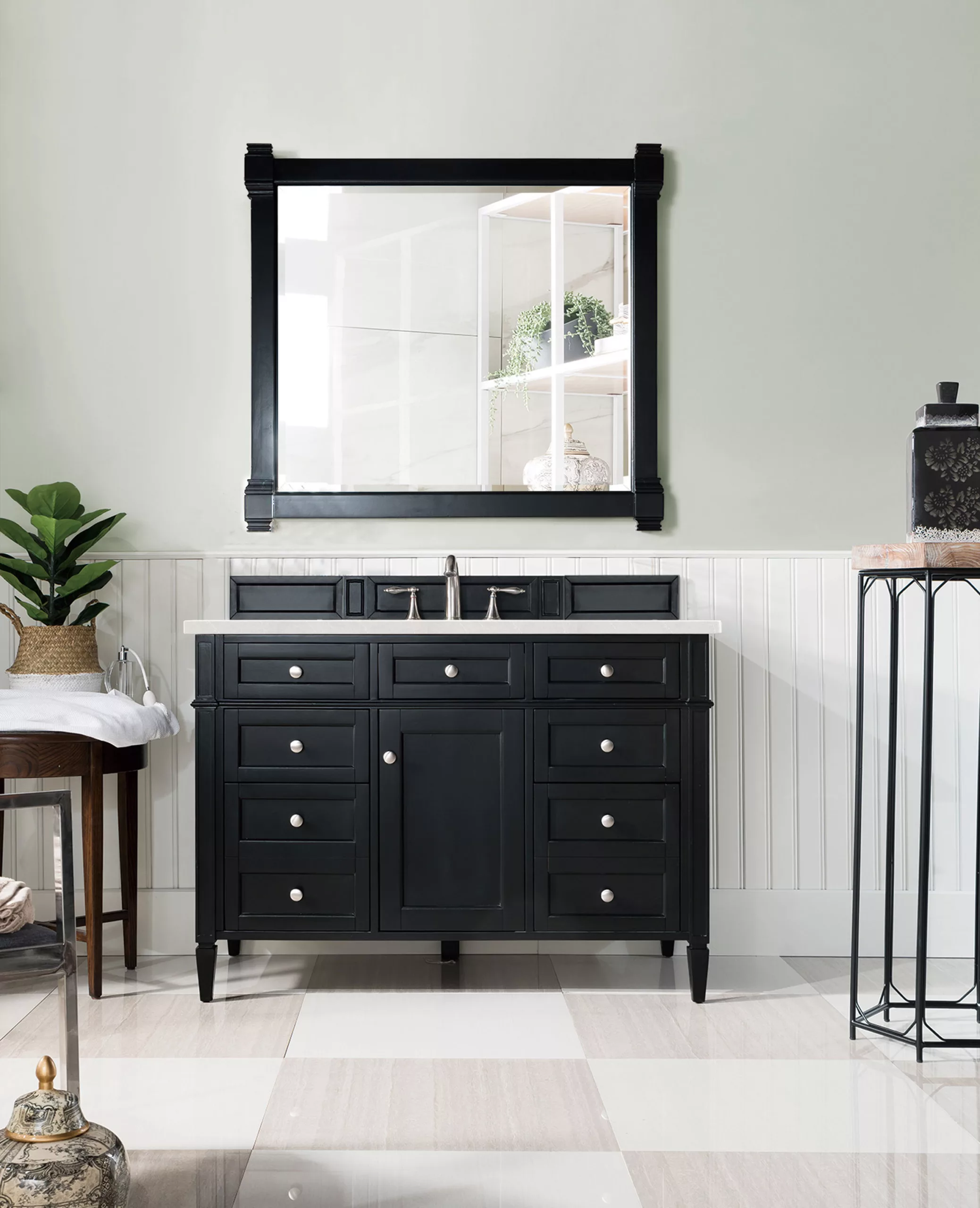 Brittany 48" Single Vanity, Black Onyx w/ 3 CM Eternal Serena Quartz Top - Image 2