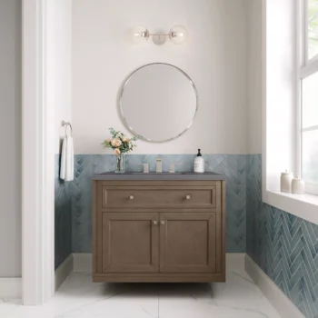 Chicago 36" Single Vanity, Whitewashed Walnut w/ 3 CM Grey Expo Top - Image 3