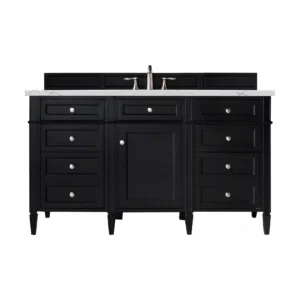 Brittany 60″ Single Vanity, Black Onyx, w/ 3 CM Ethereal Noctis Quartz Top