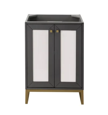 Chianti 24" Single Vanity Cabinet, Mineral Gray, Radiant Gold - Image 2