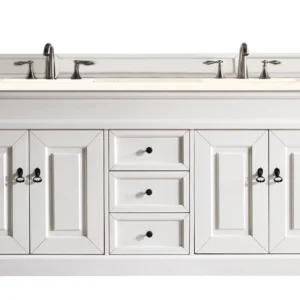 Brookfield 72″ Double Vanity, Bright White w/ 3 CM Eternal Marfil Quartz Top