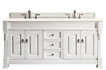 Brookfield 72" Double Vanity, Bright White w/ 3 CM Eternal Marfil Quartz Top