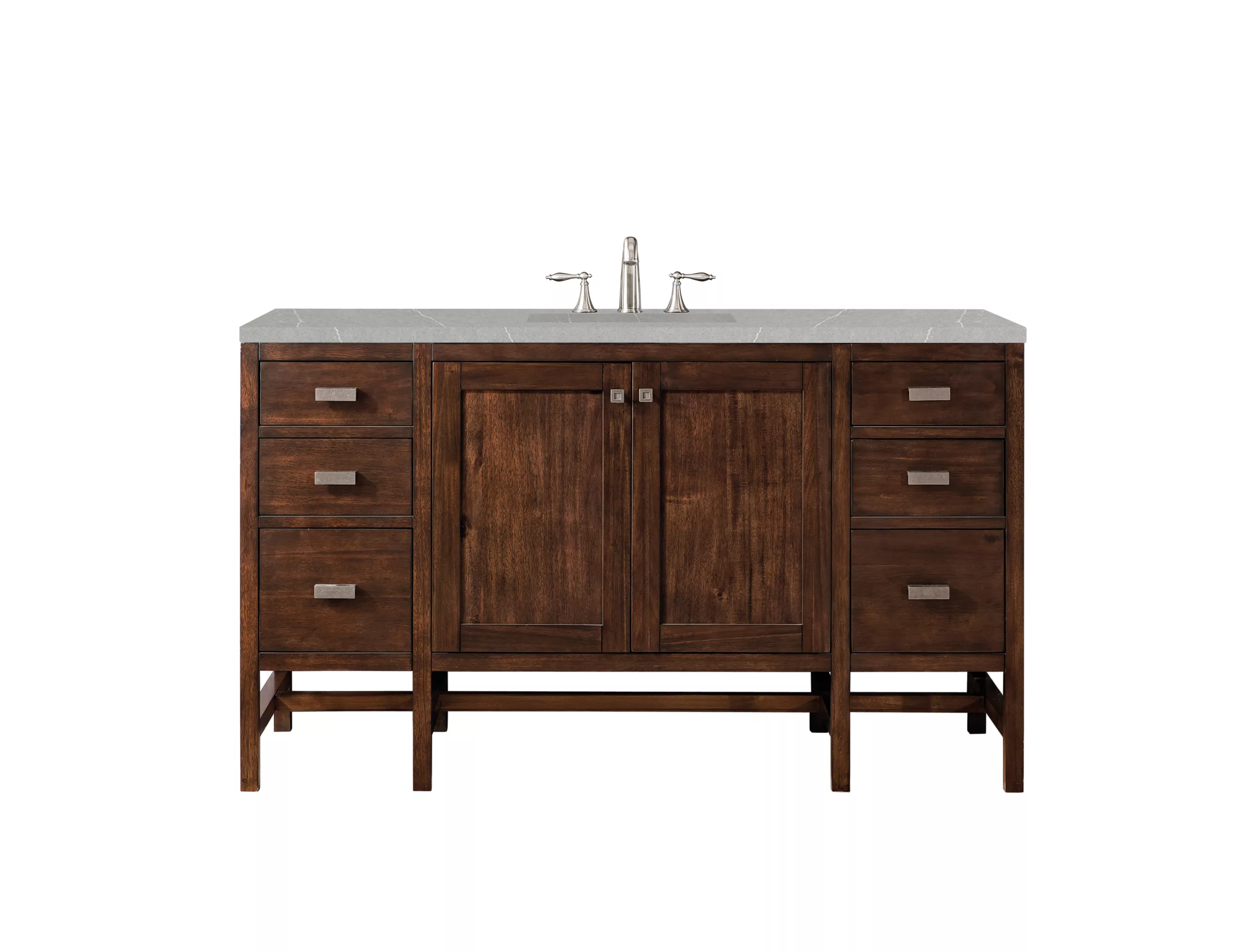 Addison 60" Single Vanity, Mid-Century Acacia w/ 3 CM Eternal Serena Quartz Top